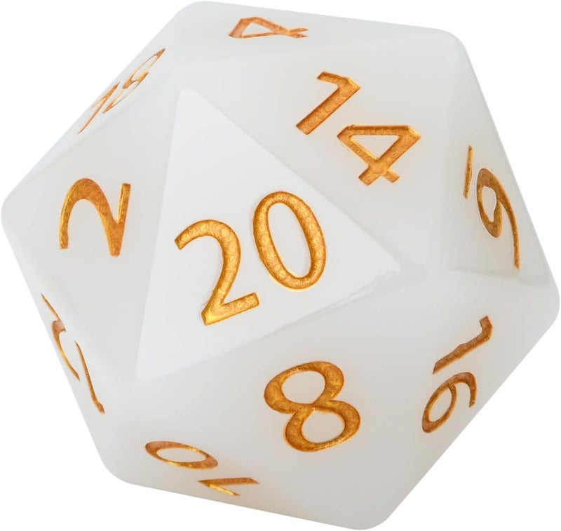 CSITORWWE 55mm Giant D20 Dice,20 Sided Resin Dice with Velvet Pouch, Titan Polyhedral Dice for TTRPG Tabletop Gaming,Dungeon Masters,RPG Adventures(Translucent White) - Image 2